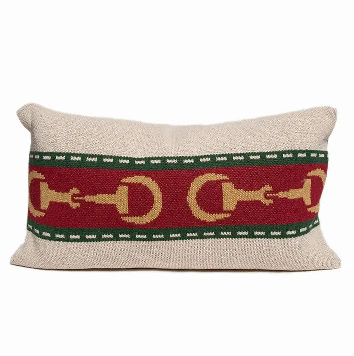 Equestrian Horse Bit Striped Pillow