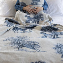 Load image into Gallery viewer, Equestrian Toile Throw Blanket ~ 3 Colors
