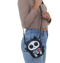 Load image into Gallery viewer, Glow in the Dark Sugar Skull Cat Crossbody Bag
