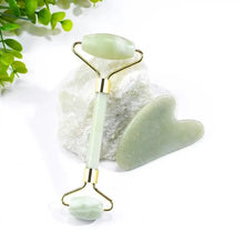 Load image into Gallery viewer, Authentic Jade Roller and Gua Sha Stone Set
