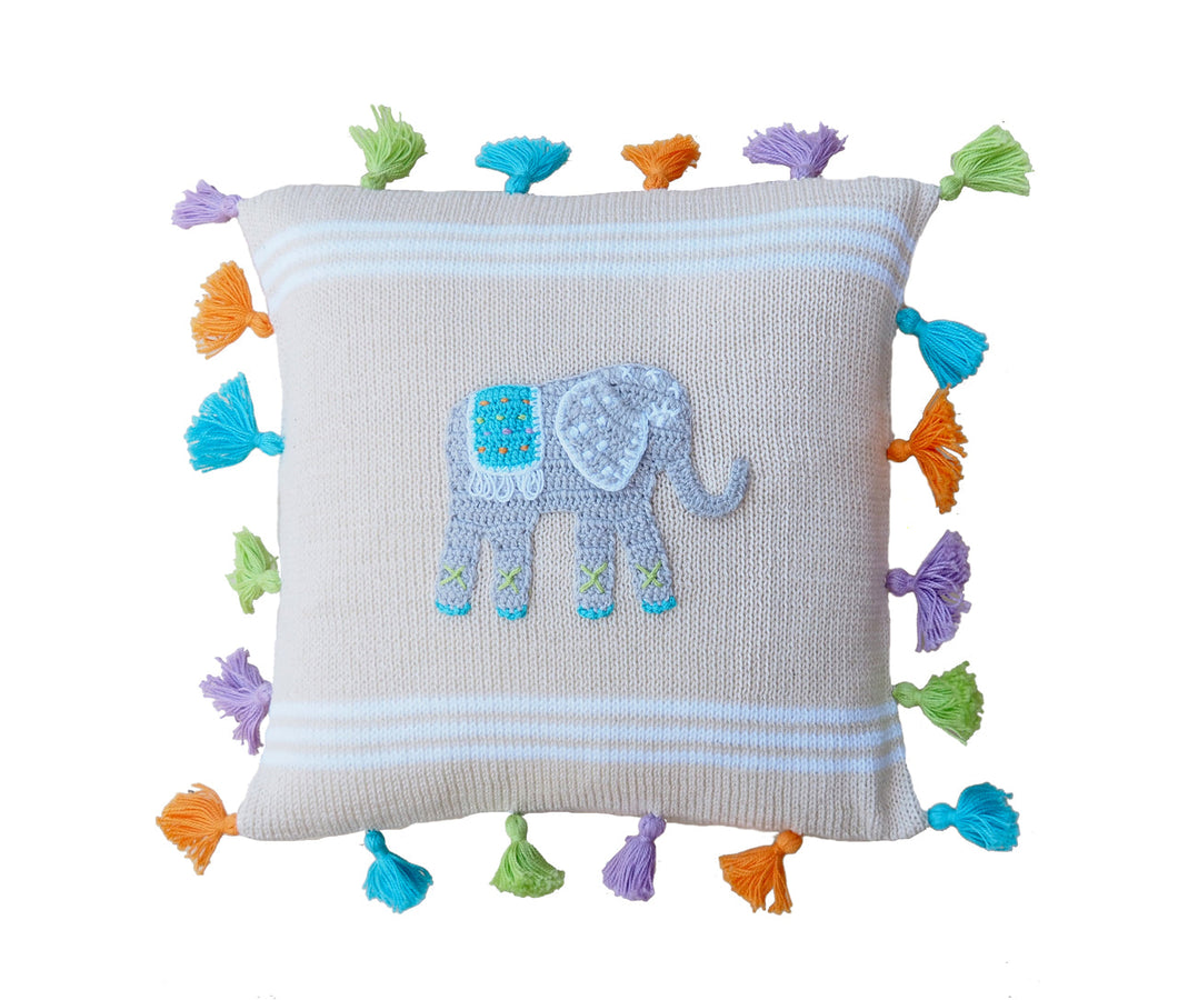 Elephant Tassel Pillow