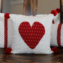 Load image into Gallery viewer, Cable Knit Heart 10&quot; Pillow
