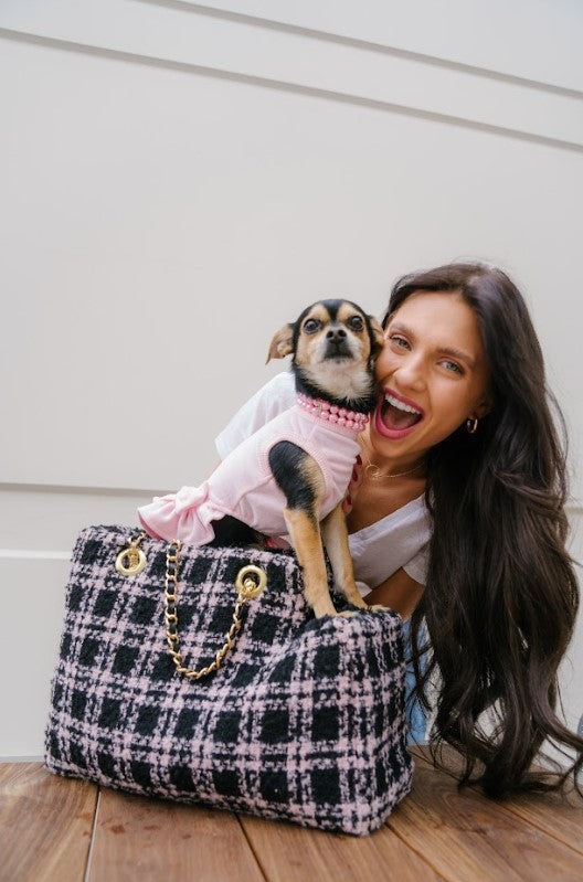 Kate Quilted Carrier in Pink & Black Plaid