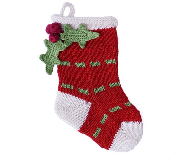 Mini Holly Stocking ~ Red