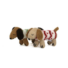 Load image into Gallery viewer, Dachshund in Holiday Sweater Ornament- Set of 2
