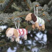 Load image into Gallery viewer, Dachshund in Holiday Sweater Ornament- Set of 2
