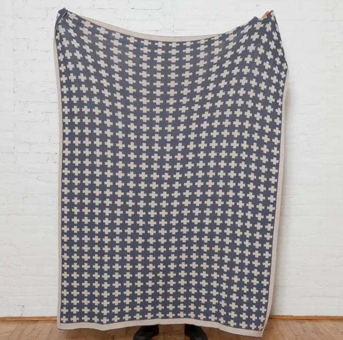 Wool Small Cross Reversible Throw Blanket