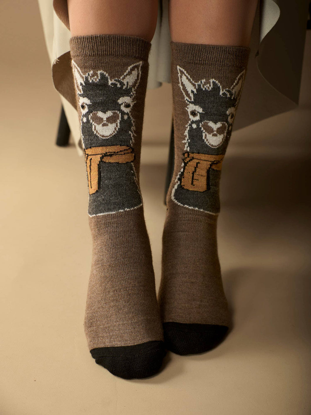Alpaca Socks | Light Cushion Socks | Crew Socks: Taupe / Medium