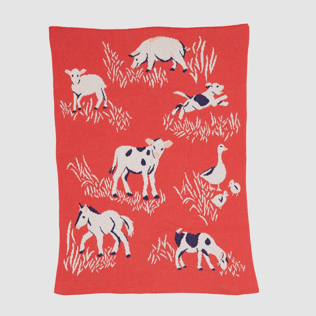 Baby Farm Blanket ~ Green or Red
