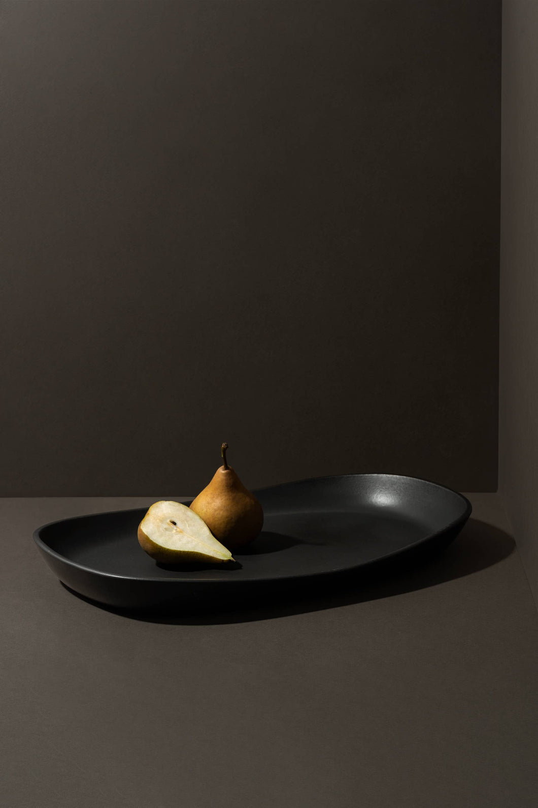 Mini Handmade Long Stoneware Serving Platters  | Dadasi : Matte Black / Medium
