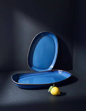 Load image into Gallery viewer, Mini Handmade Long Stoneware Serving Platters  | Dadasi : Indigo Blue / Medium
