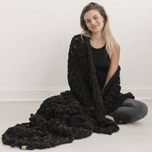 Load image into Gallery viewer, Infinite Chunky Knit Blanket | Minky | Big in Onyx
