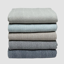 Load image into Gallery viewer, Cotton Sustainable Knit Throw Blanket - Herringbone
