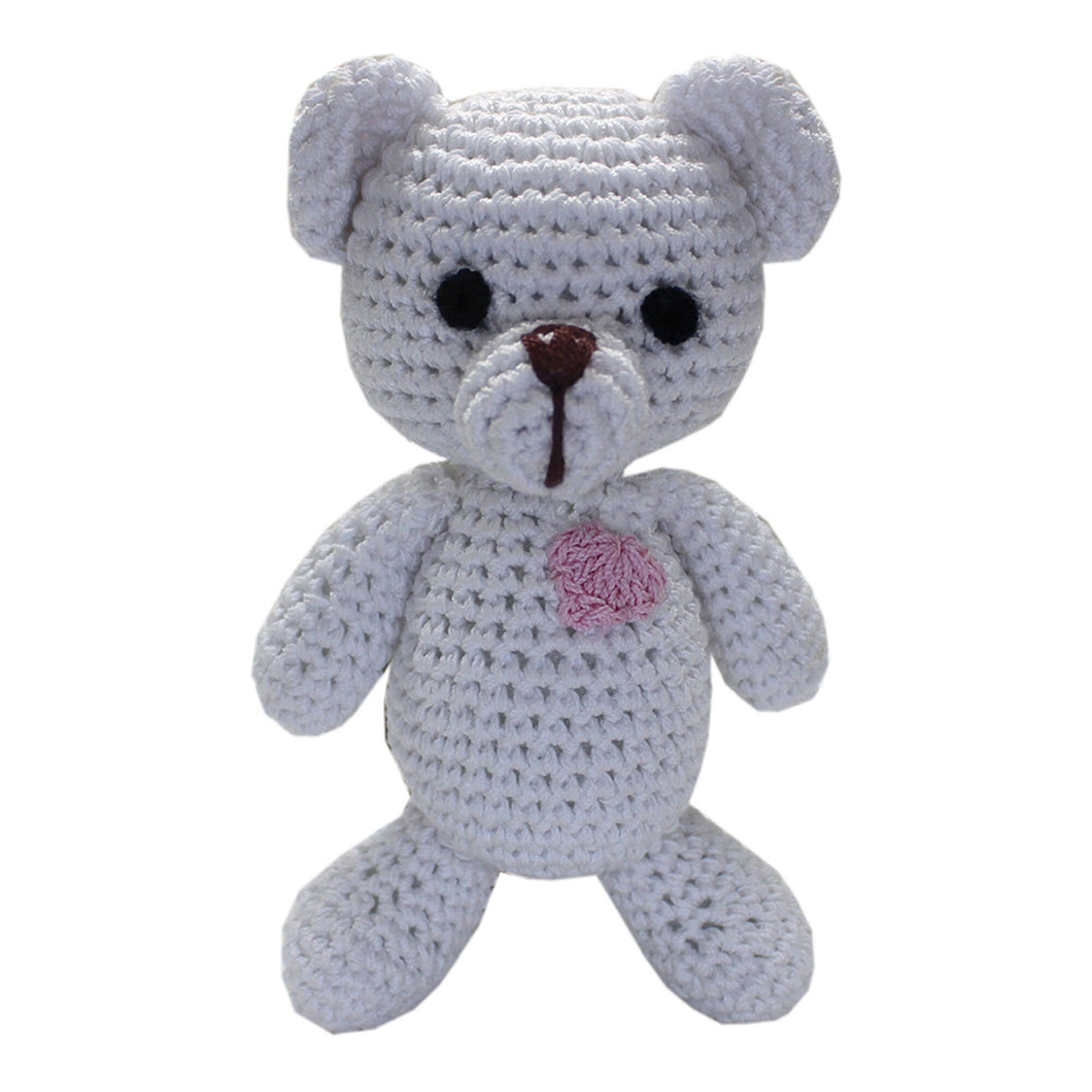 Teddy the White Bear ~ Knit Knacks Organic Cotton Dog Toy