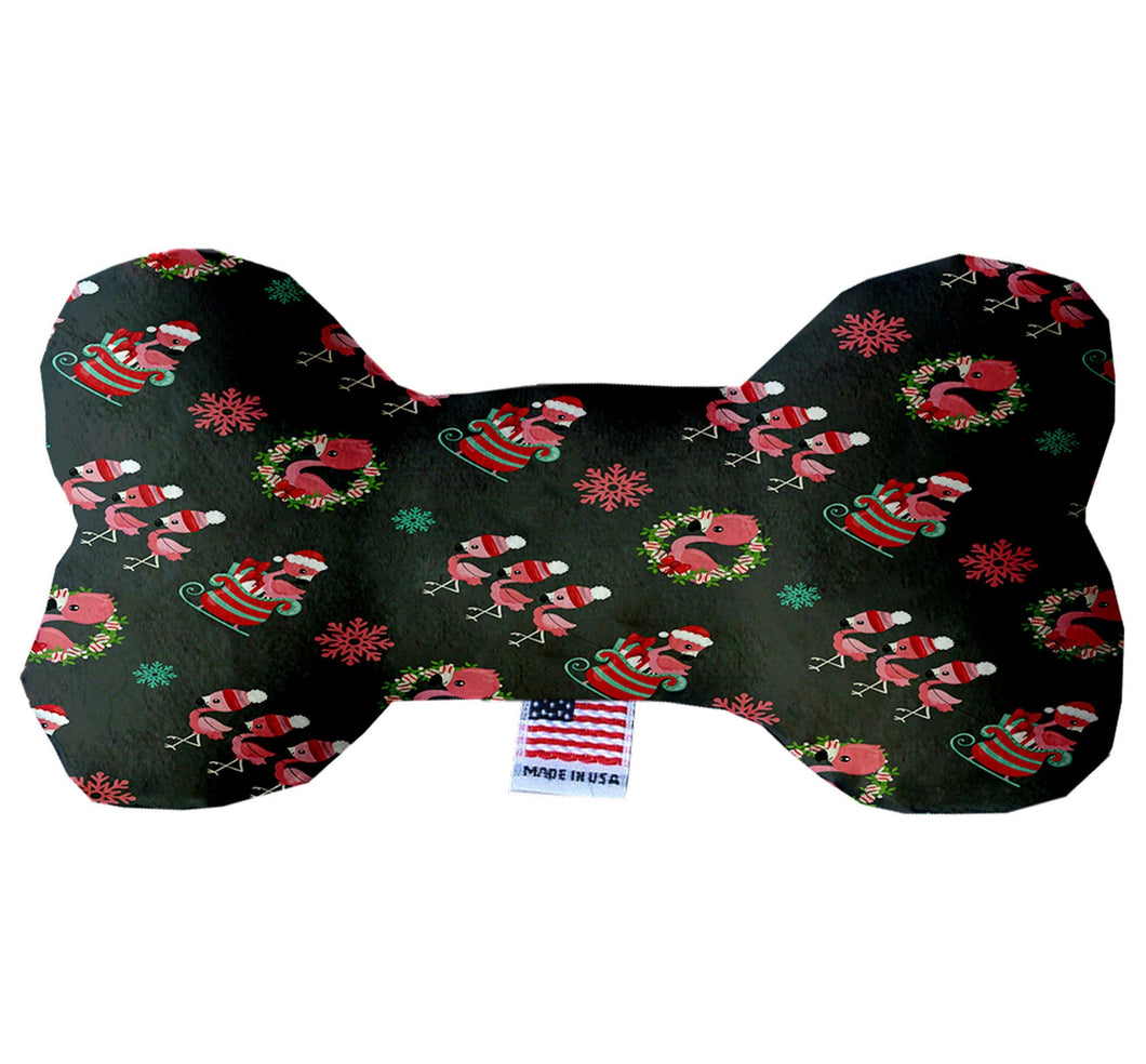 Christmas Flamingo Dog Plush Bone Toy