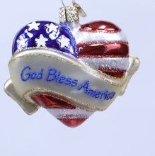 Load and play video in Gallery viewer, God Bless America Heart Glass Ornament
