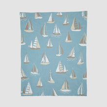 Load image into Gallery viewer, Cotton Sustainable Knit Throw Blanket | Nautical - Sailboats
