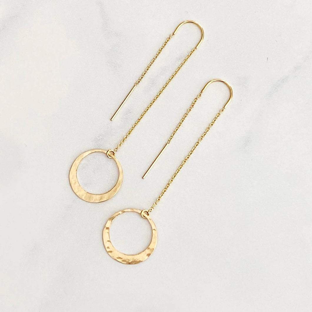 Hammered Circle Threader Earrings