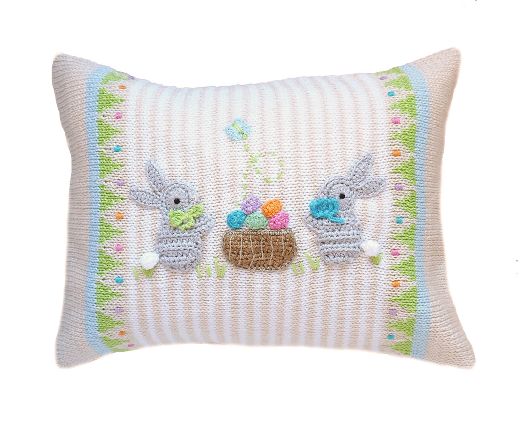 Easter Basket Bunny Pillow ~ Ecru