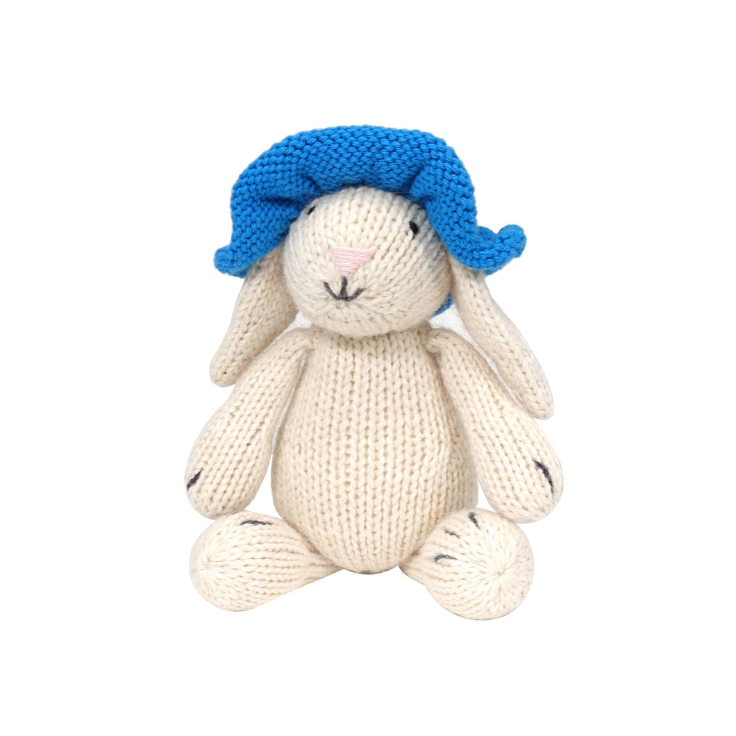 White Bunny With Blue Sun Hat