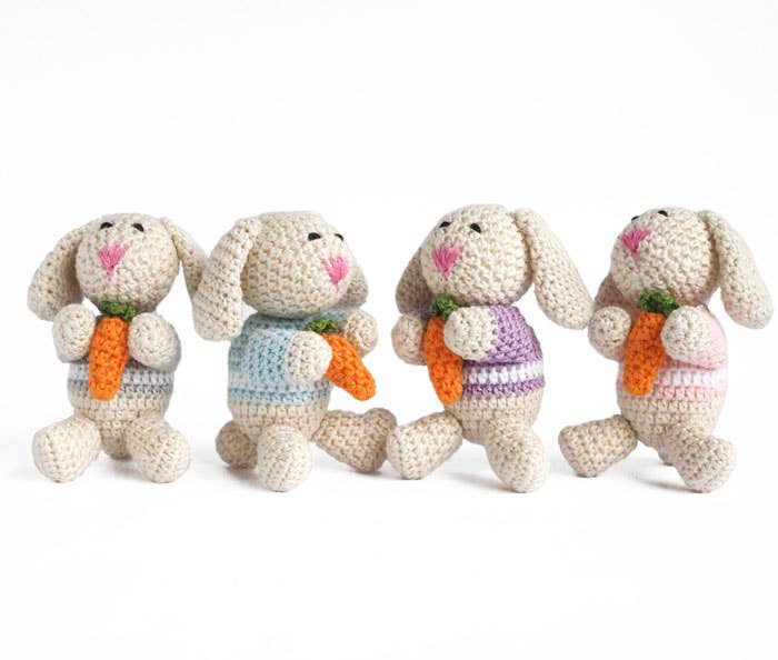 Crochet Bunny Ornaments ~ Set of 4
