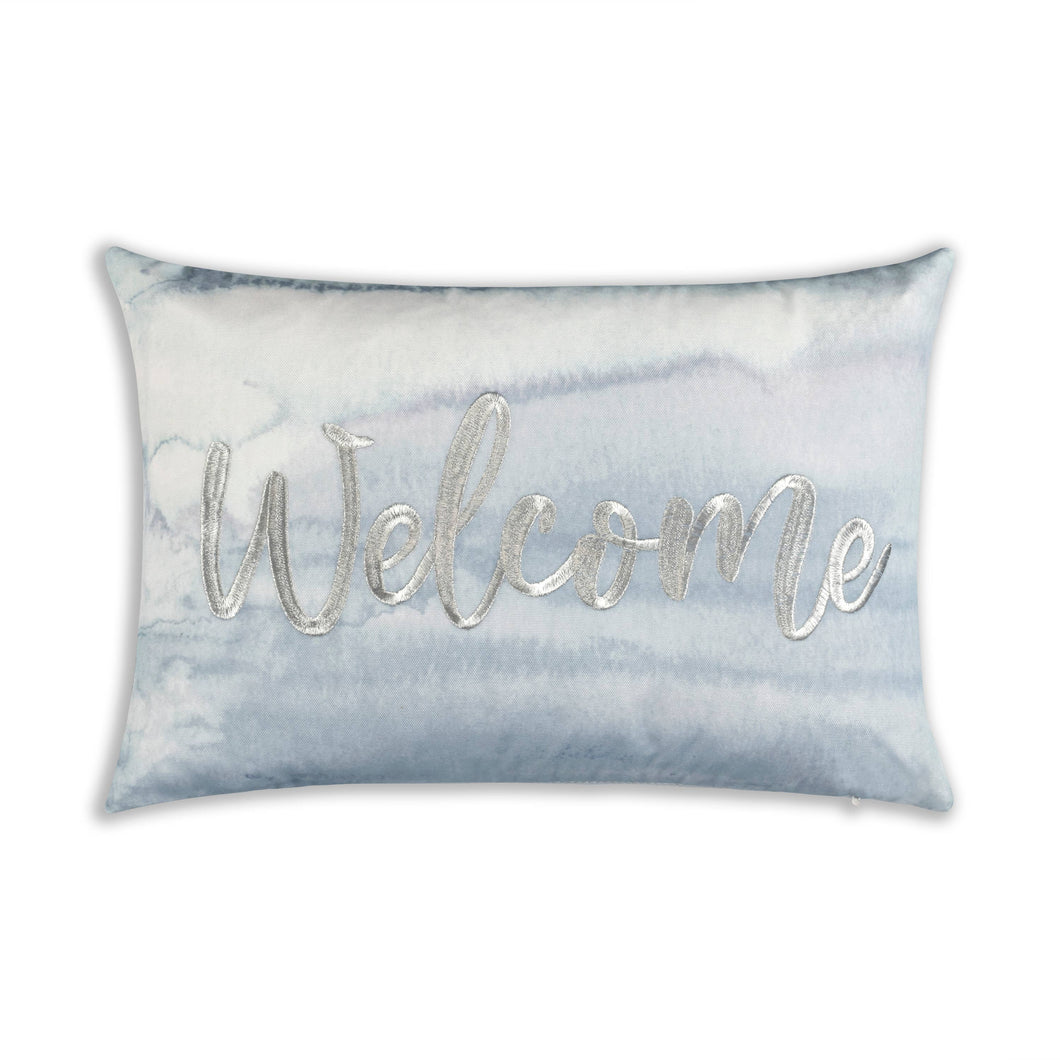 Welcome Embroidered Outdoor Pillow