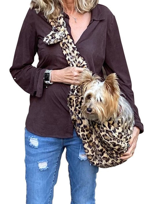 Furbaby Adjustable Sling Bag in Leopard