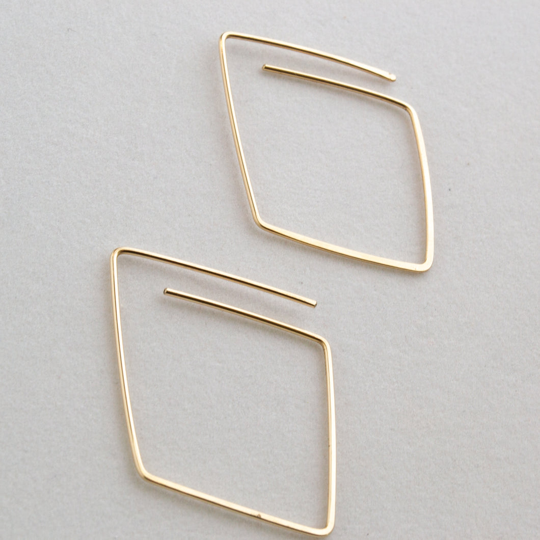 Geo Diamond Hoops ~ Available in 14k gf or Sterling Silver