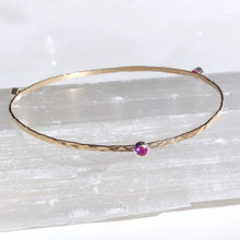 Load image into Gallery viewer, Hammered 14k Gold Filled Bangle ~ Choice of Stones
