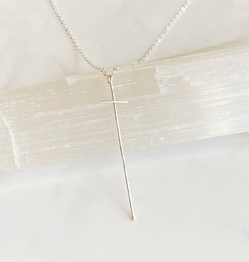 Modern Cross Necklace ~14kt Gold Fill or Sterling Silver