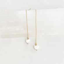 Load image into Gallery viewer, 14kt Gold Filled Pearl Heart Threader Earrings
