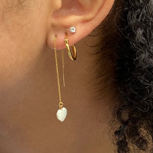Load image into Gallery viewer, 14kt Gold Filled Pearl Heart Threader Earrings
