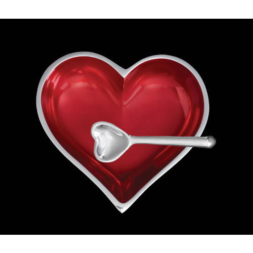 July Ruby Birthstone Heart with Heart Spoon