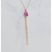 Load image into Gallery viewer, Purple Ruby Bar Drop Necklace
