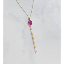 Load image into Gallery viewer, Purple Ruby Bar Drop Necklace
