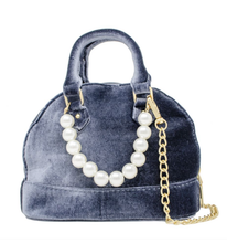 Load image into Gallery viewer, Suede Bowler Pearl Crossbody Bag ~ Choice of Colors
