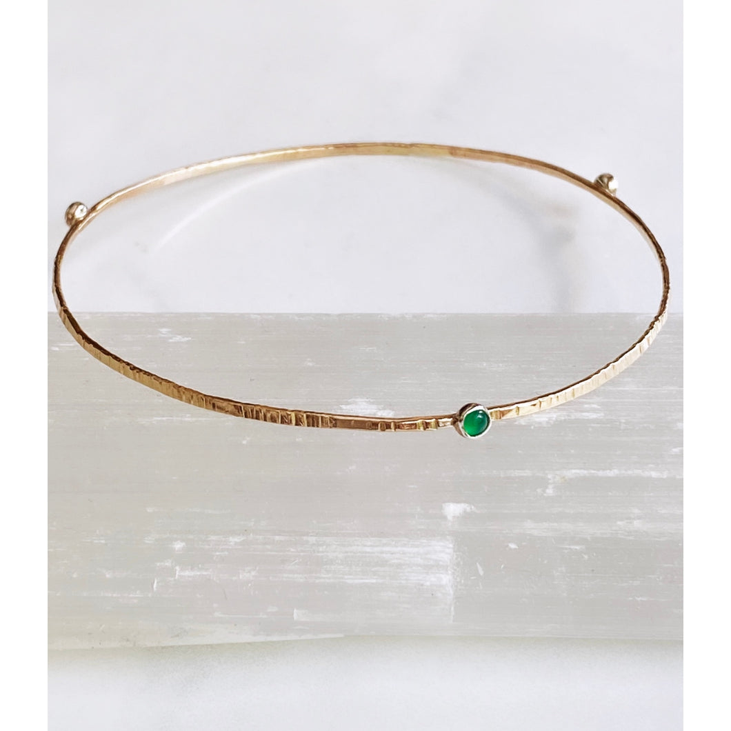 Textured 14K Gold Filled Bangles ~ Choice of Stones