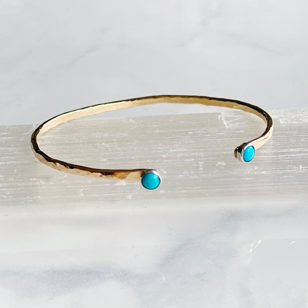 Turquoise Hammered Open Cuff