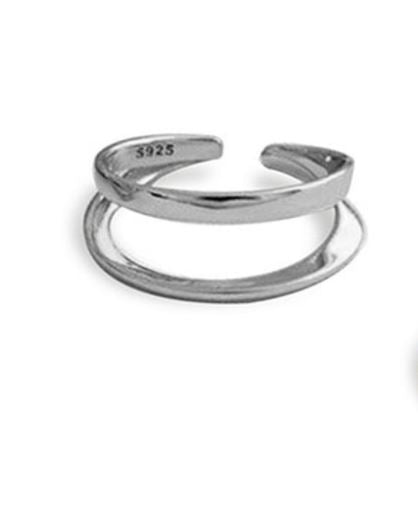 “Two Sides” Stackable Ring - Sterling Silver