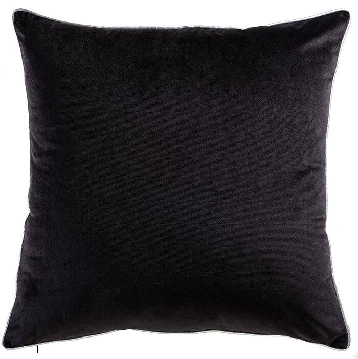 Noah Black Velvet Pillow Featuring Silver or Gold Piping