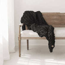 Load image into Gallery viewer, Infinite Chunky Knit Blanket | Minky | Big in Onyx
