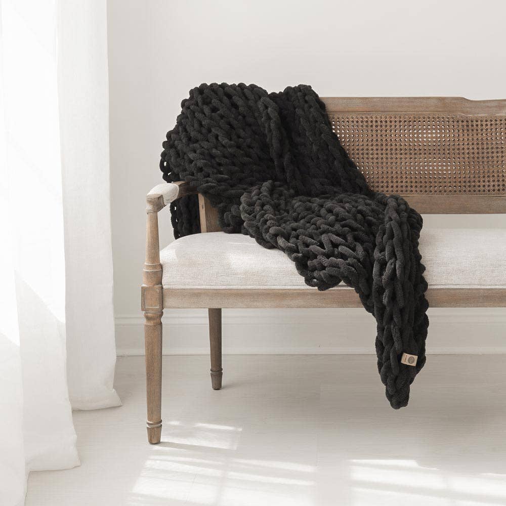 Infinite Chunky Knit Blanket | Minky | Big in Onyx