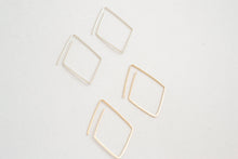 Load image into Gallery viewer, Geo Diamond Hoops ~ Available in 14k gf or Sterling Silver
